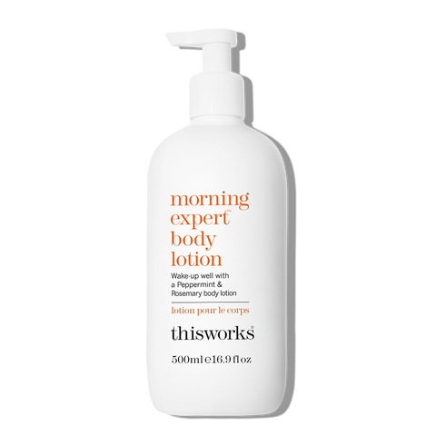 morning expert body lotion bottle