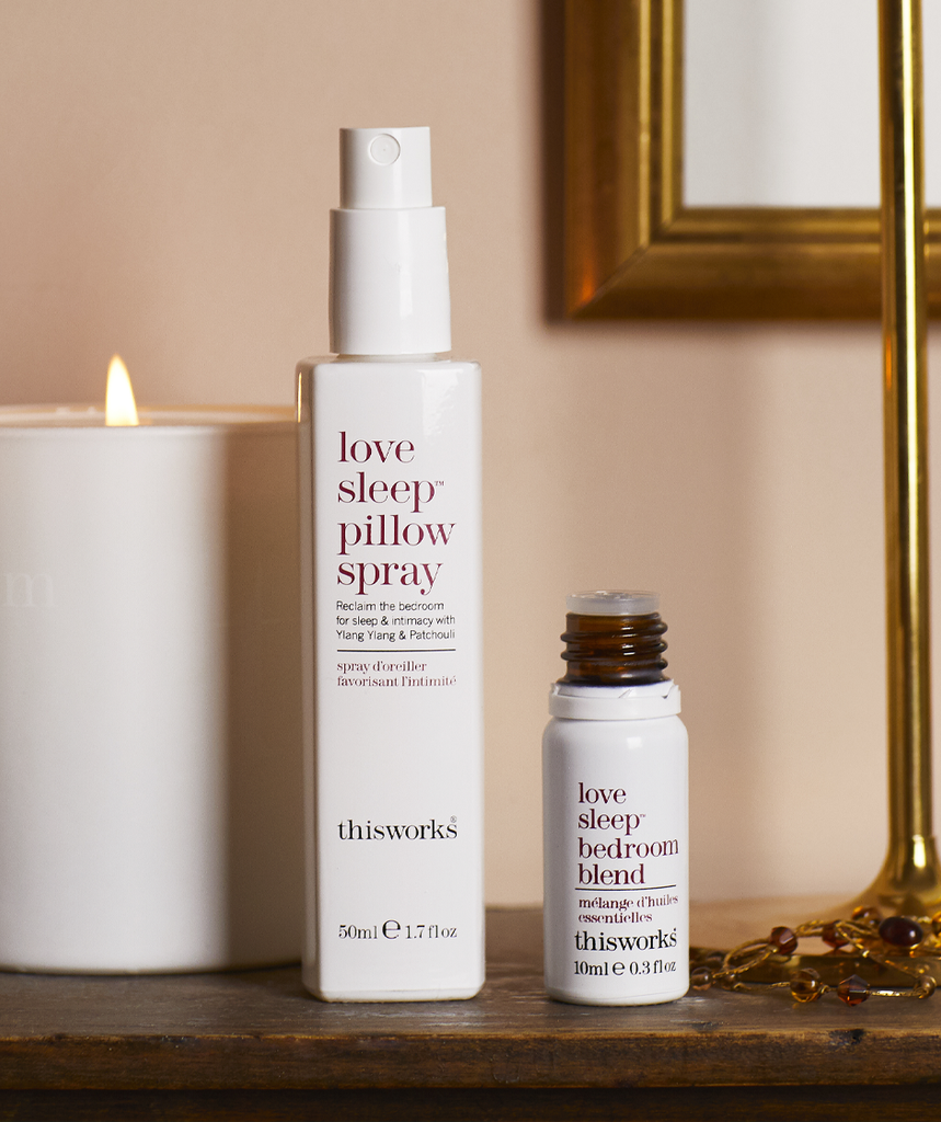 Aroma+ therapy for the mind. Love Sleep Pillow Spray. Love Sleep Bedroom Blend.