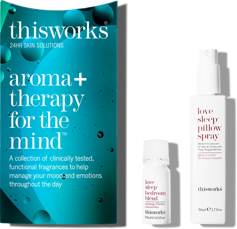 Aroma+ therapy for the mind. Love Sleep Pillow Spray. Love Sleep Bedroom Blend. 
